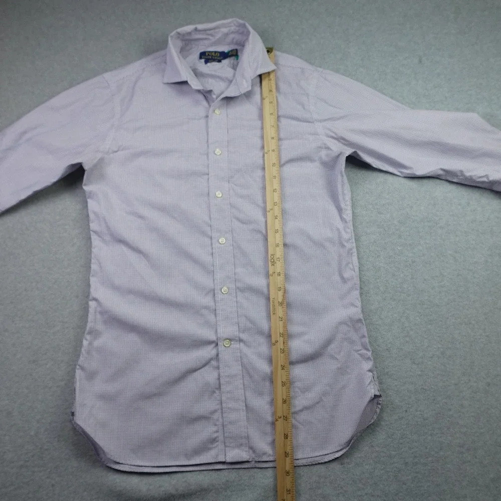 Polo Ralph Lauren Shirt Mens 15 32/33 Purple Slim Fit Dress Easy Care Gingham